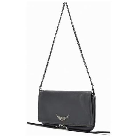 INLAW Borsa A Tracolla In Pelle Da Donna Borsa A Tracolla In Pelle Nera Da Donna Con Cerniera Con Strass