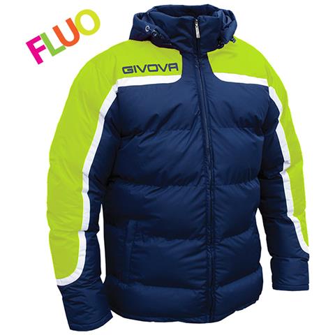 Givova Blu/Giallo - Giubbotto Antartide - Con Cappuccio Removibile Di Colore Blu / Giallo Fluo Xs Taglia 2