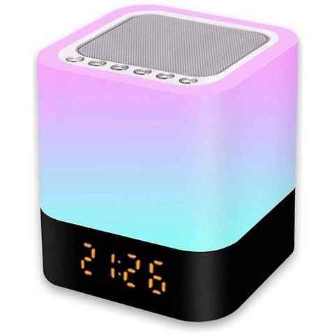 HTN Luce Altoparlante Bluetooth, Toccare A Colori A 5 Pollici A Colori, Orologio Digitale Dimmable Rgb, (bianco) 