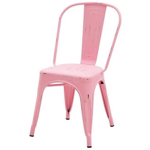 Fashion Commerce Set Di 2 Sedie Mod. Tolix Rosa Anticate