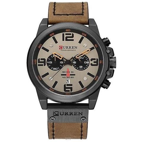 INLAW Orologi Da Uomo In Quarzo Cinturino In Pelle, Orologio Da Polso Maschile Casual (grigio Marrone) 