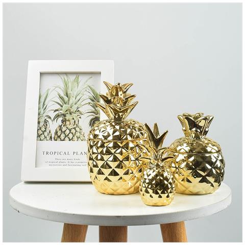 Wokex 3pcs Ceramica Ananas Serbatoio Di Stoccaggio Candela Contenitore Contenitore Antipolvere Copertura Da Zucchero Artigian