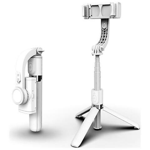 HTN Palmare Stabilizzatore Gimbal Smartphone Bluetooth Selfie Stick Holder Stand Regolabile Stand Mini Extendable Selfie Stick Tripod In Live (bianco) 