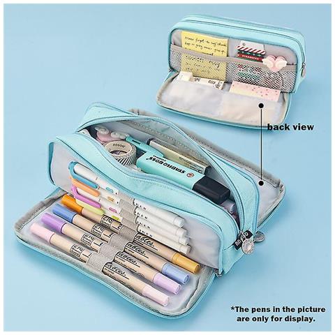 Astuccio Portapenne WEMATE Grande Capacità - 5 Scomparti Con Cerniera, Per Scuola, Ufficio, Nero - Foto 12