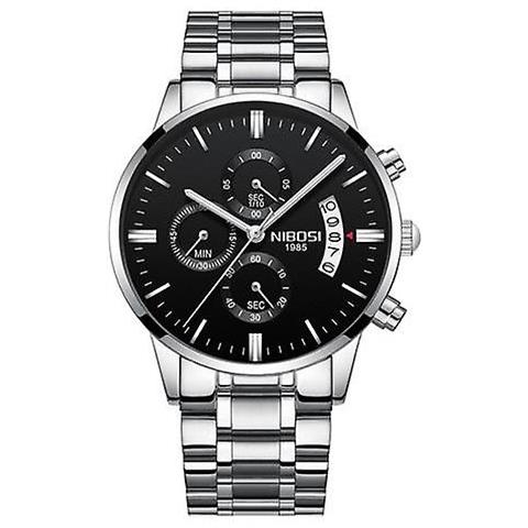 INLAW Orologi Da Uomo, Orologio Da Uomo Di Lusso Da Uomo, Orologi Da Polso Al Quarzo Militare (acciaio Nero Argento) 