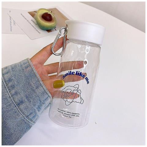 HTN (g Trasparente) Tazza D'acqua Studentessa Studentessa Versione Coreana Della Rete Rossa Casual Tazza Di Plastica Semplice Glassato Simpatico Cartone Animato Bottiglia Di Acqua Alto Valore