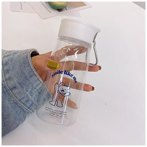 HTN (f Trasparente) Tazza D'acqua Studentessa Studentessa Versione Coreana Della Rete Rossa Casual Tazza Di Plastica Semplice Smerigliata Simpatico Cartone Animato Cartone Animato Bottiglia D'acqua Ad Alto Valore