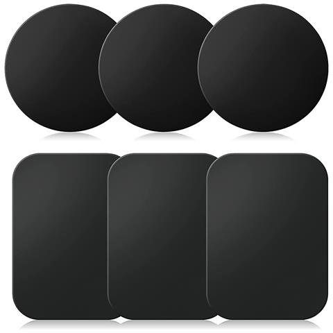 HTN Set Di Buon Auspicio Di 6 Piastre Di Metallo Sottile Con Adesivo Per Il Magnete Del Telefono Dell'auto, 3 Rotondi E 3 Rettangolo