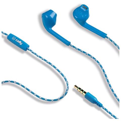 CELLY Up 100 Auricolari Stereo Universali con Cavo e Microfono Integrato Colore Azzurro