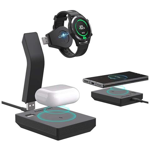 INLAW Bacino Di Ricarica Staccabile Usb Usb 2-in-1, Caricatore Sans Fil Compatibile Con Huawei Watch Gt 2 / Gt 2e / Honor Magic 2, (nero) 