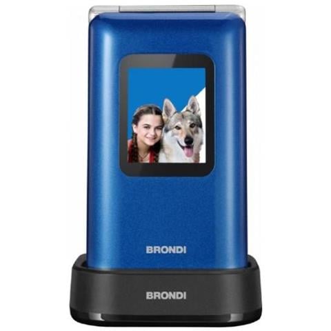 BRONDI Amico Prezioso Senior Phone Dual Sim Display 1.77" MicroSD Bluetooth con Tasti Grandi + SOS Fotocamera 1.3 MP Colore Blu / Metallico - Italia