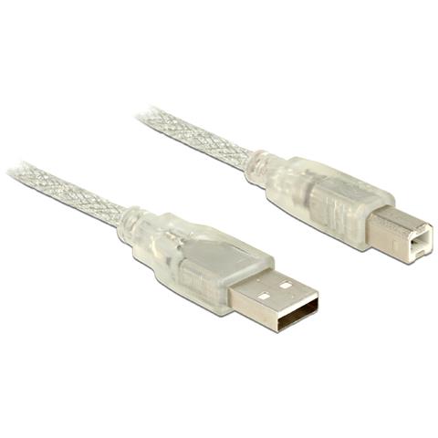 Image of 5m, USB2.0-A / USB2.0-B 5m USB A USB B Trasparente cavo USB