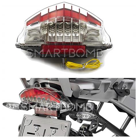 Smartbomb Fanale Posteriore Led Indicatore Direnzione Luce Freno Trasparente Bmw R1200gs Standard Adventure 2004-2013 F650 Dakar Gs St F800gs R / s / st / adv