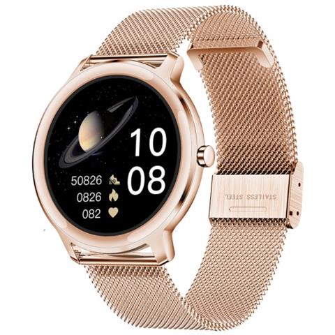 HTN Orologio Da Polso Da Donna Impermeabile Intelligente Con Orologio Da Polso Da Donna Con Monitor Della Pressione Sanguigna Per Ios Android | Orologi Intelligenti (cinturino In Acciaio Dorato) 