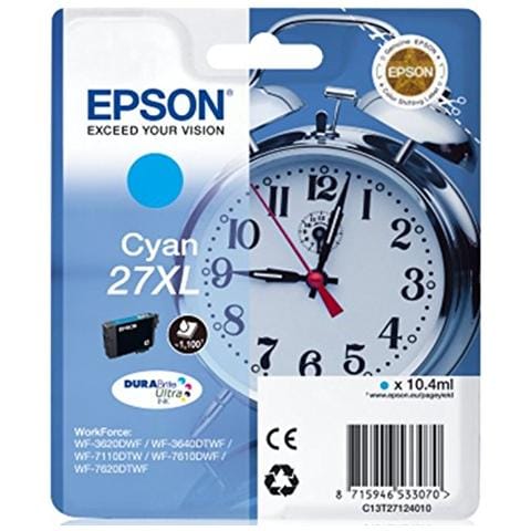 EPSON C13T27124012 Cartuccia Ink Originale Ciano per WorkForce WF-3620DWF Capacità 1100 Pagine