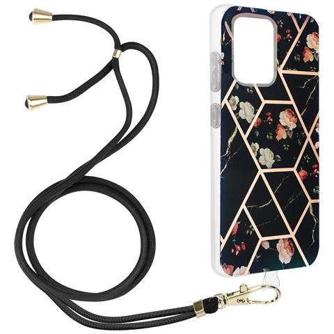 Cover Samsung Galaxy S20 Ultra Motivo Geometrico Con Cordoncino Amovibile Nero