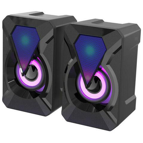 RG Coppia di Casse per PC Gaming 2.0 Potenza 2x 3 W con Illuminazione LED USB - Nero