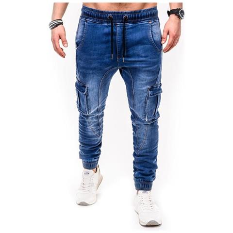SLOWMOOSE - Pantaloni Cargo In Denim Di Cotone Casual Moda Jeans [ blu-771  / L] - ePRICE