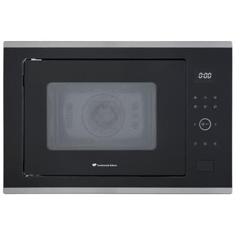CONTINENTAL EDISON Cemo34ceb2 Forno Combinato Microonde Da Incasso Nero E Acciaio Inox L59,5 X H38,8 X P46,8 Cm 34l Grill E Convezione