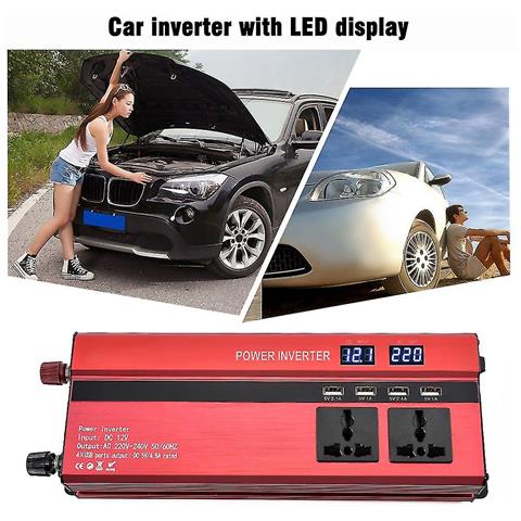 HTN Inverter Per Auto Di Alimentazione Da 2000 W Portatile Con Display Lcd 12v-220v 4 Porte Usb