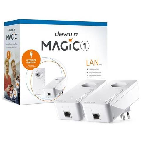 DEVOLO Starter Kit Adattatore Powerline Magic 1 LAN 1-1-2 1200 Mbps con Porta Gigabit Ethernet