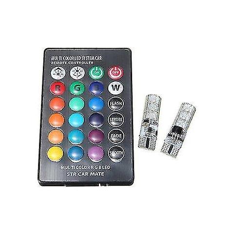 Image of 2set T10 Rgb 6smd Led Latura Latura Latere Latori Lumi Di Leggi Lampagno Lampaggio Controllo Con Recoto