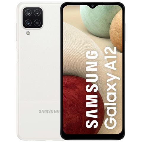 SAMSUNG Galaxy A12 128 GB Dual Sim Display 6.5" HD+ Slot Micro SD Quadrupla Fotocamera Android Italia Bianco