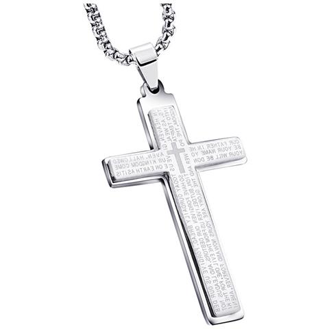 HKHBJS Collane Con Croce Grande Da Uomo In Argento Sterling 925 - 22 Pollici