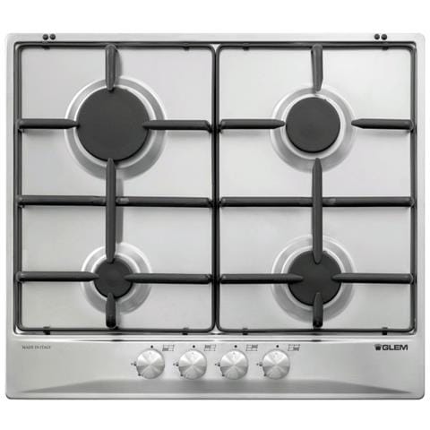 GLEM GAS Piano Cottura GT64IX a Gas 4 Fuochi Gas Colore Acciaio Inox