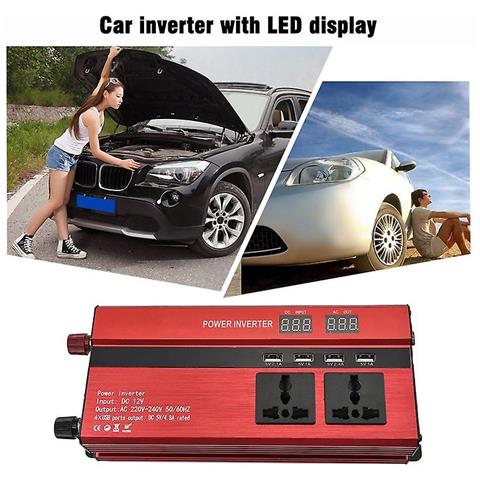 HTN Inverter Portatile Portatile Da 1200 W Con Display Lcd 12v-220v Con 4 Porte Usb