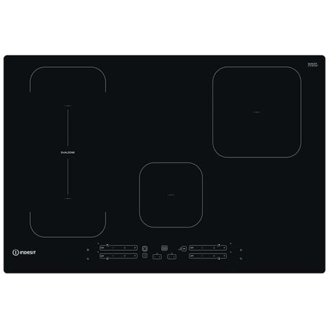 INDESIT Piano Cottura IB21B77NE a Induzione 4 Zone Cottura da 77 cm Colore Nero