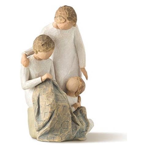 Willow Tree Placca Amicizia - Scultura In Resina Dipinta A Mano Con Scritta 'Forever True, Forever Friends'