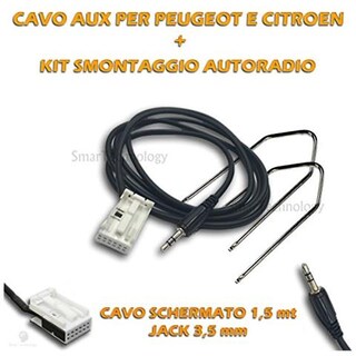 Cavo AUX 3,5mm Per Autoradio Citroën E Peugeot Con Kit Estrazione – Ingresso Audio Per Smartphone
