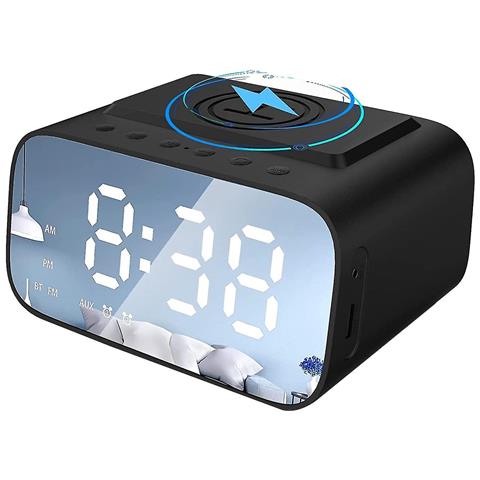HTN Stazione Di Ricarica Usb Di Sveglia Digitale, Altoparlante Bluetooth, Led Grande