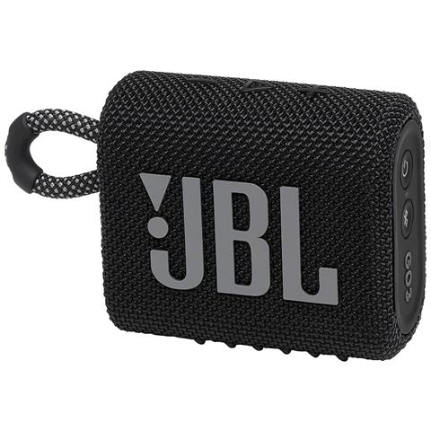 JBL GO 3 Speaker Bluetooth Portatile, Cassa Altoparlante Wireless con Design Compatto, Resistente ad Acqua e Polvere IPX67, fino a 5 h di Autonomia, USB, Nero