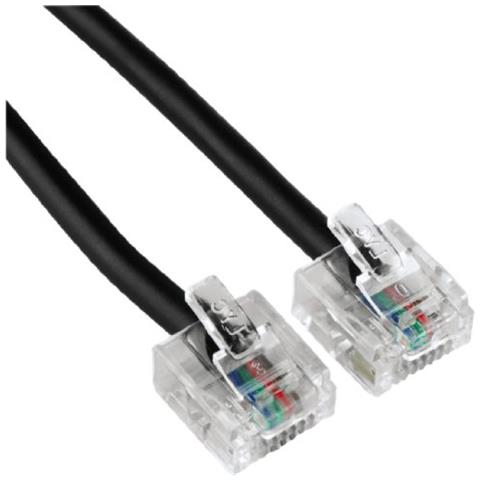 Hama 00201102 Cavo Telefonico 10m Nero RJ11 6P4C | Prolunga per Telefono