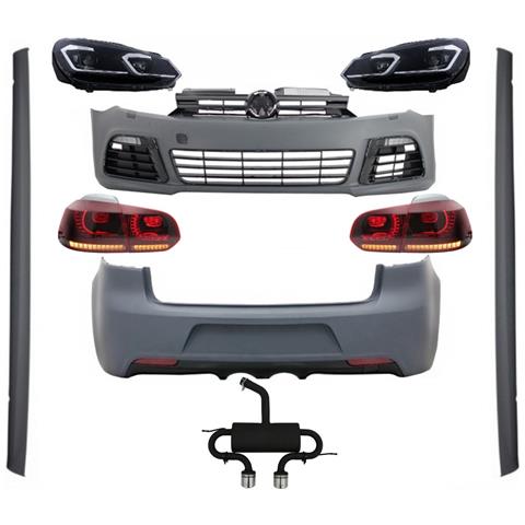 KITT Bodykit Per Vw Golf Vi 6 Mk6 08-13 R20 Look Paraurti Fari Fanali Dynamic Scarico