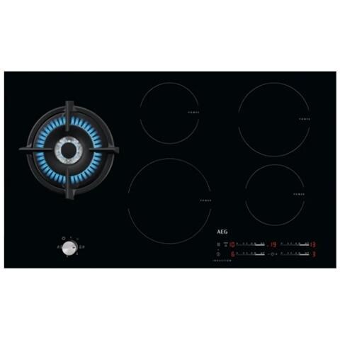 Piano Cottura HD955100NB 1 Fuocho Gas e 4 a Induzione da 88 cm Colore Nero