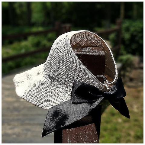 Image of Coda Di Cavallo Con Prua Nastro Da Sole A Maglia Cappello Rafia (beige)