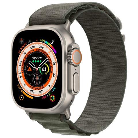 APPLE Watch Ultra 49mm Impermeabile 10ATM GPS + Cellular 32GB WiFi / Bluetooth con Cinturino Alpine Loop Verde Large
