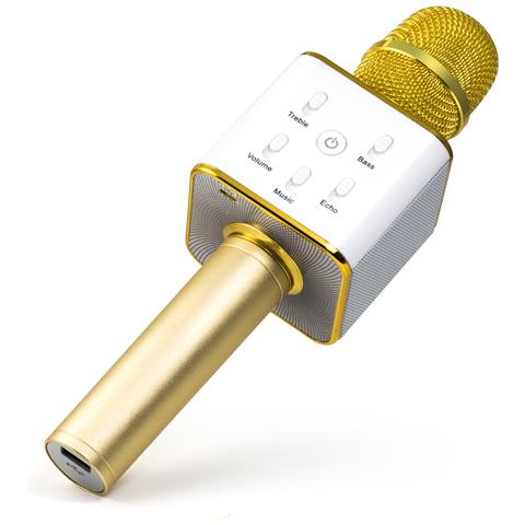 Technaxx MusicMan BT-X31 Microfono Karaoke Bluetooth con Speaker Stereo Colore Oro / Bianco